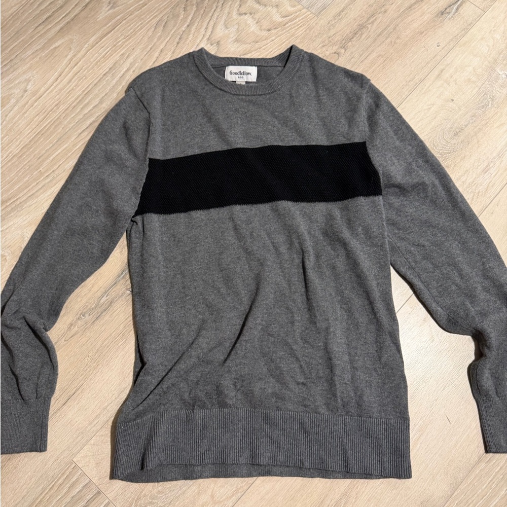 Goodfellow & Co Charcoal Crewneck Sweater with Ebony‎ Stripe